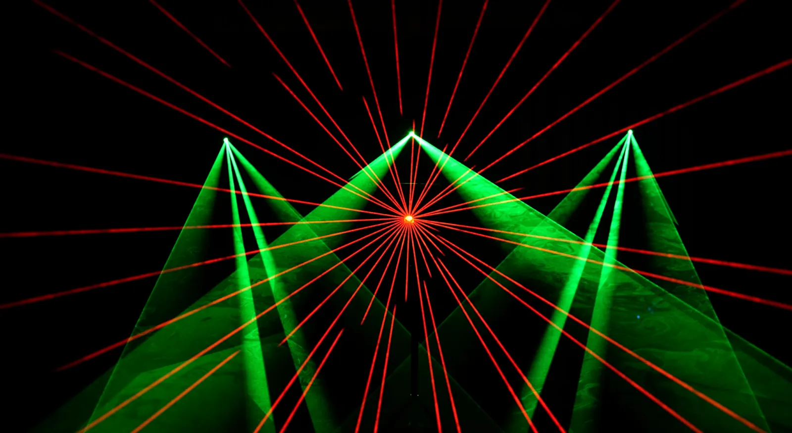 Laser show lights projected by a LaserCube laser light show projector