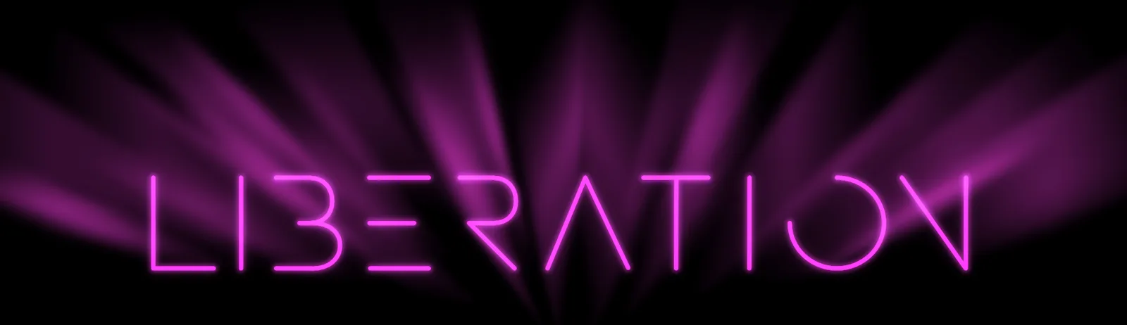 Liberation logo in pink neon light