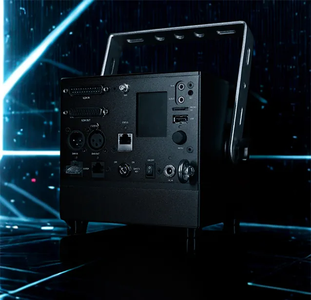 Rear panel of the LaserCube Ultra MK2 with its ports