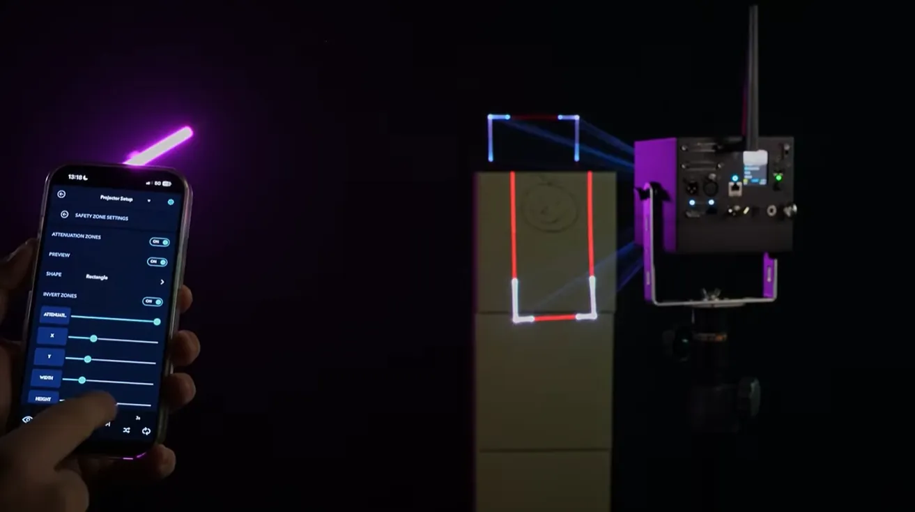 Setting a safety zone in the LaserOS phone app around a box target